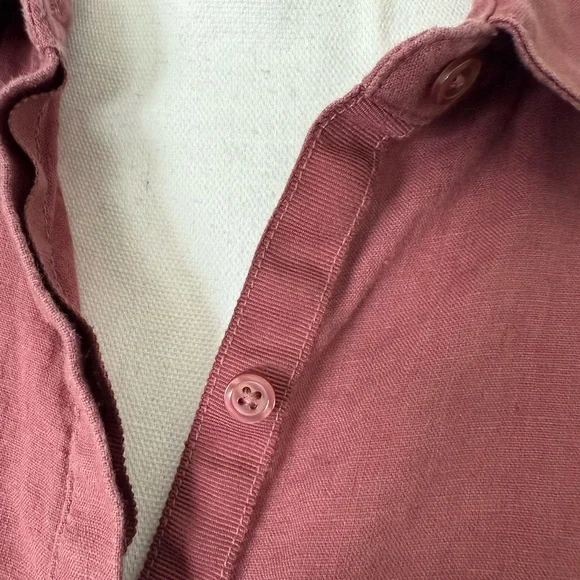 Athleta Mauve Rose Linen Button Down Shirt - Size M - Picture 4 of 7
